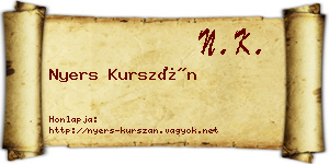 Nyers Kurszán névjegykártya